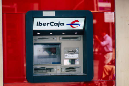 Seville Spain September 18, 2021 ATM located in the streets of Seville, an emblematic city and the...