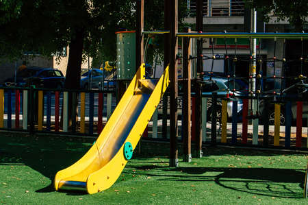 Seville Spain September 18, 2021 Playground located in the streets of Seville during Coronavirus outbreak hitting Spain, wearing a mask is not mandatory to do this activityのeditorial素材