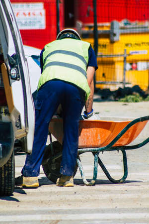 Seville Spain September 22, 2021 Construction site of a new building in the center of Seville, an emblematic city and the capital of the region of Andalusia, in the south of Spainのeditorial素材
