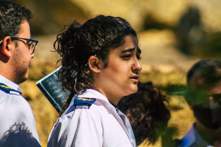 Carmona Spain September 26, 2021 Focus of members of a local music orchestra playing music in the streets of Carmona during the coronavirus epidemic hitting Spainのeditorial素材
