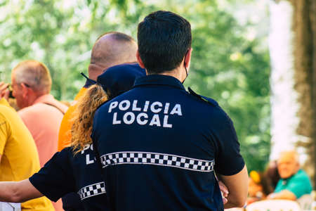 Carmona Spain September 26, 2021 Focus of local police patrolling at a religious ceremony in the streets of Carmona during the coronavirus outbreak hitting Spainのeditorial素材