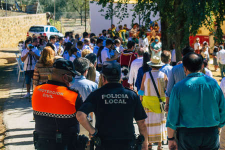 Carmona Spain September 26, 2021 Focus of local police patrolling at a religious ceremony in the streets of Carmona during the coronavirus outbreak hitting Spainのeditorial素材