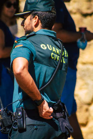 Carmona Spain September 26, 2021 Focus of local police patrolling at a religious ceremony in the streets of Carmona during the coronavirus outbreak hitting Spainのeditorial素材