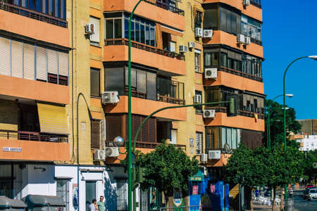 Seville Spain September 18, 2021 Building located in the city of Seville, emblematic city and capital of the region of Andalusia, in the south of Spainのeditorial素材