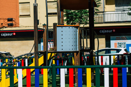 Seville Spain September 18, 2021 Playground located in the streets of Seville during Coronavirus outbreak hitting Spain, wearing a mask is not mandatory to do this activityのeditorial素材