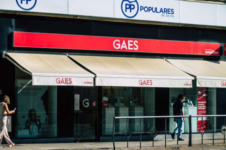 Seville Spain September 18, 2021 Business located in Seville, an emblematic city and the capital of the region of Andalusia, in the south of Spainのeditorial素材