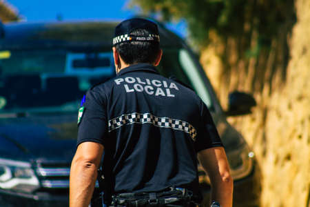 Carmona Spain September 26, 2021 Focus of local police patrolling at a religious ceremony in the streets of Carmona during the coronavirus outbreak hitting Spainのeditorial素材