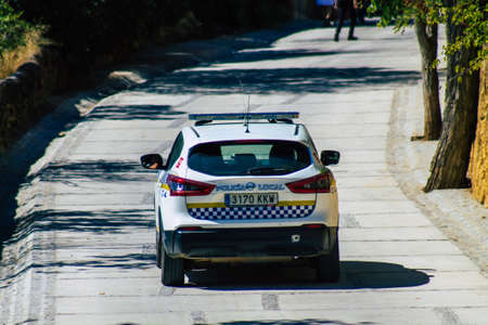 Carmona Spain September 26, 2021 Local police car patrolling in the streets of Carmona during the coronavirus outbreak hitting Spainのeditorial素材