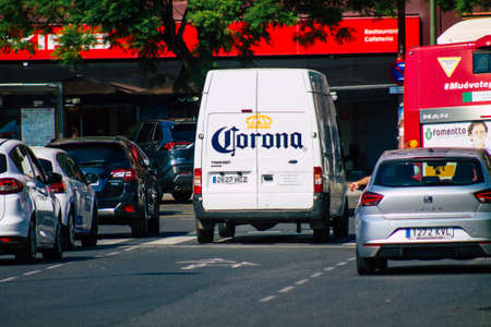 Seville Spain September 28, 2021 Traffic jam in the streets of Seville, an emblematic city and the capital of the region of Andalusia, in the south of Spainの写真素材