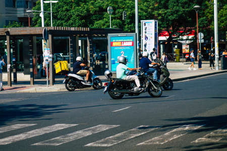 Seville Spain September 28, 2021 Traffic jam in the streets of Seville, an emblematic city and the capital of the region of Andalusia, in the south of Spainの写真素材