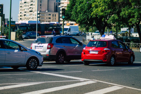 Seville Spain September 28, 2021 Traffic jam in the streets of Seville, an emblematic city and the...