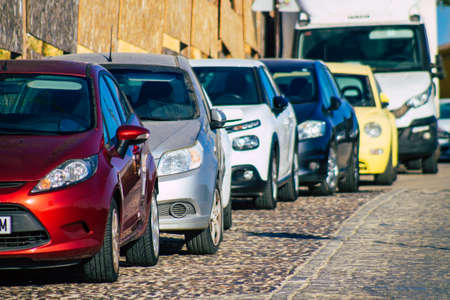 Seville Spain September 04, 2021 Cars parked in the streets of Seville, an emblematic city and the capital of the region of Andalusia, in the south of Spainのeditorial素材