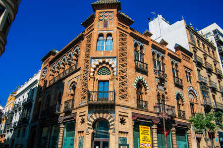 Seville Spain September 18, 2021 Building located in the city of Seville, emblematic city and capital of the region of Andalusia, in the south of Spainのeditorial素材