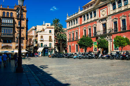 Seville Spain September 18, 2021 Building located in the city of Seville, emblematic city and capital of the region of Andalusia, in the south of Spainのeditorial素材