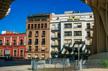 Seville Spain September 18, 2021 Building located in the city of Seville, emblematic city and capital of the region of Andalusia, in the south of Spainのeditorial素材