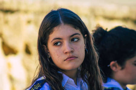 Carmona Spain September 26, 2021 Focus of members of a local music orchestra playing music in the streets of Carmona during the coronavirus epidemic hitting Spainのeditorial素材
