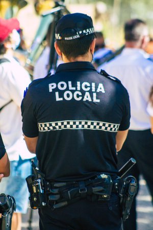 Carmona Spain September 26, 2021 Focus of local police patrolling at a religious ceremony in the streets of Carmona during the coronavirus outbreak hitting Spainのeditorial素材
