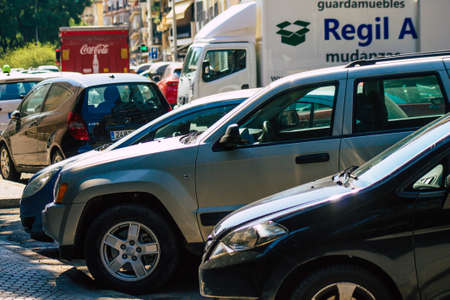 Seville Spain September 28, 2021 Cars parked in the streets of Seville, an emblematic city and the...