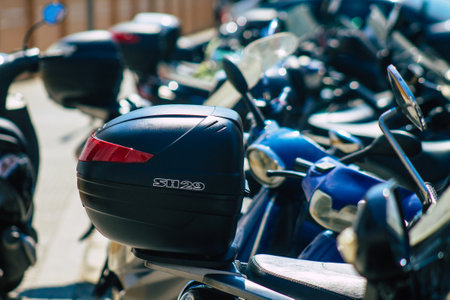 Seville Spain September 28, 2021 Motorcycle parked in the streets of Seville, an emblematic city and...