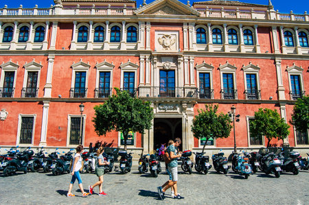 Seville Spain September 18, 2021 Building located in the city of Seville, emblematic city and capital of the region of Andalusia, in the south of Spainのeditorial素材