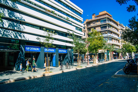 Seville Spain September 18, 2021 Building located in the city of Seville, emblematic city and capital of the region of Andalusia, in the south of Spainのeditorial素材