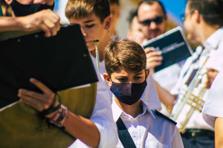 Carmona Spain September 26, 2021 Focus of members of a local music orchestra playing music in the...