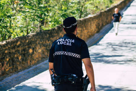 Carmona Spain September 26, 2021 Focus of local police patrolling at a religious ceremony in the streets of Carmona during the coronavirus outbreak hitting Spainのeditorial素材