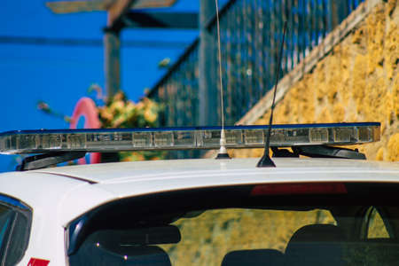 Carmona Spain September 26, 2021 Local police car patrolling in the streets of Carmona during the coronavirus outbreak hitting Spainのeditorial素材