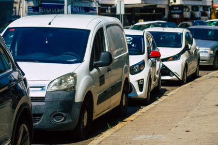 Seville Spain September 28, 2021 Cars parked in the streets of Seville, an emblematic city and the capital of the region of Andalusia, in the south of Spainのeditorial素材