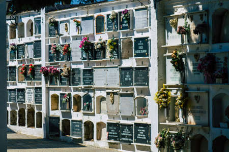 Seville Spain September 21, 2021 Typical graves in a Christian cemetery of the municipality of...
