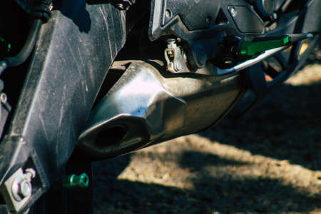 Seville Spain September 28, 2021 Motorcycle parked in the streets of Seville, an emblematic city and...