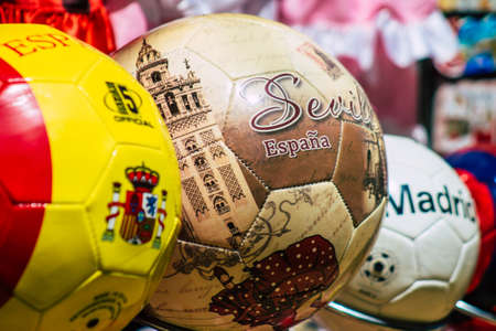 Seville Spain August 28, 2021 Decorative objects and souvenirs sold at Maria Luisa Park in Seville, the first urban park and one of the green lungs of Sevilleのeditorial素材