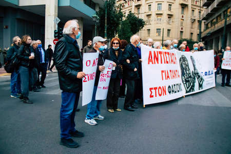 Commemoration of the student uprising of November 17, 1973 against the military junta in the streets of Athensのeditorial素材