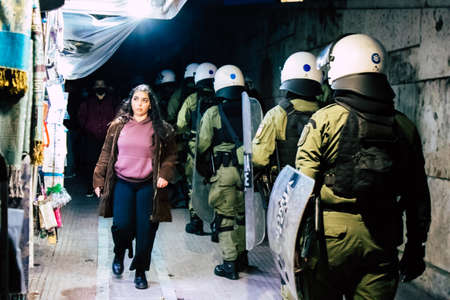 Commemoration of the student uprising of November 17, 1973 against the military junta in the streets of Athensのeditorial素材