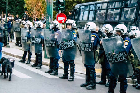 Commemoration of the student uprising of November 17, 1973 against the military junta in the streets of Athensのeditorial素材