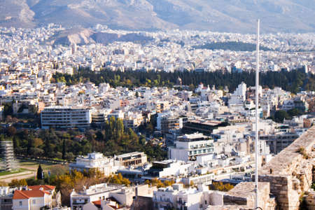 Athens, Greece - November 22, 2021 Panoramic view of buildings and cityscape of Athens, an...