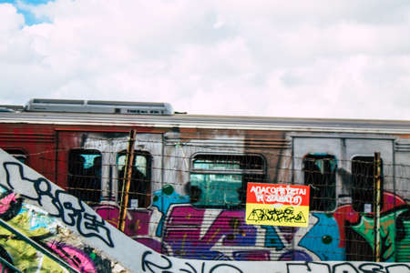 Athens, Greece - November 22, 2021 Street art in Athens, graffiti that covers the whole city, where...