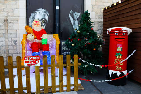 Limassol, Cyprus - November 25, 2021 Festive Christmas amusement park, with fancy ornaments, the most modern games and dozens of fun activities for young and old at The Old Port area in Limassolのeditorial素材