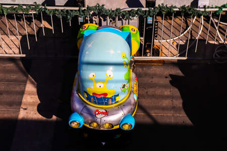 Limassol, Cyprus - November 26, 2021 Festive Christmas amusement park, with fancy ornaments, the...