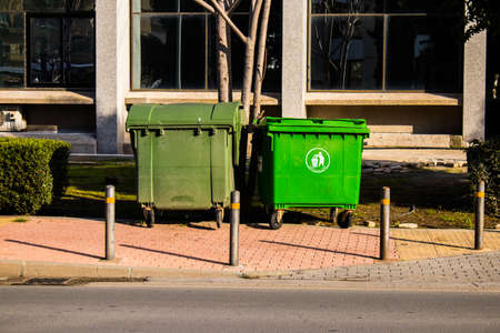Garbage container in the streets of Nicosia in Cyprus islandの写真素材