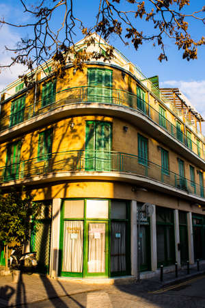 Nicosia, Cyprus - December 24, 2021 Cityscape in the heart of the city of Nicosia, european part on the island of Cyprus, the architecture of the buildings and the streets of the capital old cityのeditorial素材