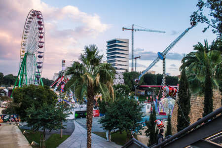 Nicosia, Cyprus - December 24, 2021 Cityscape in the heart of the city of Nicosia, european part on the island of Cyprus, the architecture of the buildings and the streets of the capital old cityのeditorial素材