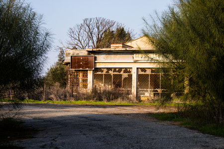 Nicosia, Cyprus - January 01, 2022 Cyprus-Turkish buffer zone controlled by the United Nations Peacekeeping Force in the divided city of Nicosia, during the coronavirus epidemic hitting Cyprusの写真素材