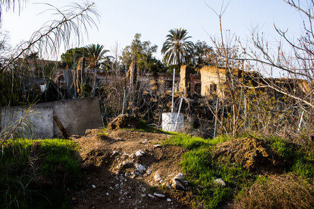 Nicosia, Cyprus - January 01, 2022 Cyprus-Turkish buffer zone controlled by the United Nations Peacekeeping Force in the divided city of Nicosia, during the coronavirus epidemic hitting Cyprusの写真素材