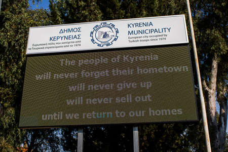 Nicosia, Cyprus - January 01, 2022 Cyprus-Turkish buffer zone controlled by the United Nations Peacekeeping Force in the divided city of Nicosia, during the coronavirus epidemic hitting Cyprusのeditorial素材