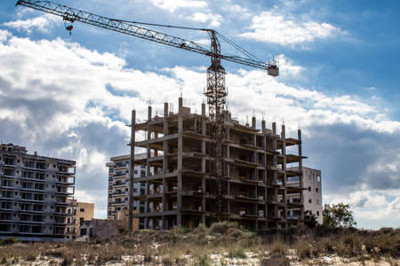 Varosha, Northern Cyprus - January 06, 2022 Cityscape of Varosha, a seaside resort built in 1972,...