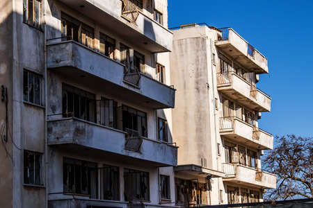 Varosha, Northern Cyprus - January 04, 2022 Cityscape of Varosha, a seaside resort built in 1972, which became a ghost town abandoned by its inhabitants after the Turkish military intervention in 1974のeditorial素材