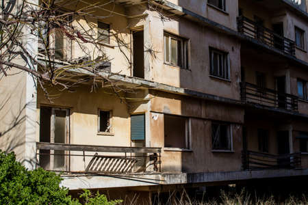 Varosha, Northern Cyprus - January 06, 2022 Cityscape of Varosha, a seaside resort built in 1972, which became a ghost town abandoned by its inhabitants after the Turkish military intervention in 1974のeditorial素材