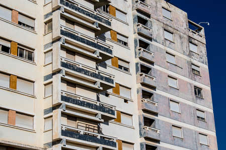 Varosha, Northern Cyprus - January 06, 2022 Cityscape of Varosha, a seaside resort built in 1972, which became a ghost town abandoned by its inhabitants after the Turkish military intervention in 1974のeditorial素材