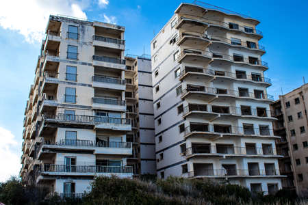 Varosha, Northern Cyprus - January 06, 2022 Cityscape of Varosha, a seaside resort built in 1972,...